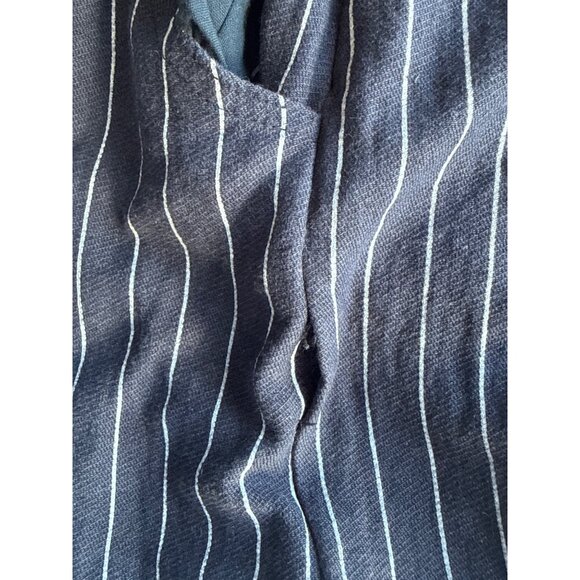 Polagram Overalls Womens L Blue Striped Wide Leg Cotton Culotte Lagenlook Style - Picture 11 of 15